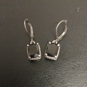 Sophisticated Black Tourmaline Gemstone Leverback Earrings